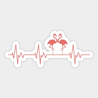 Romantic Flamingos Heartbeat Pattern Sticker